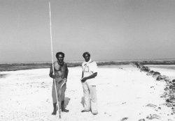 Eddie Mabo (left) at home on the island of Mer in the Torres Strait 